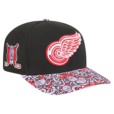 Men's New Era Black Detroit Red Wings Mascot Visor 9SEVENTY Adjustable Hat