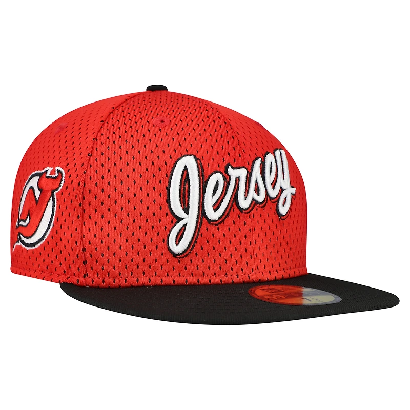 Men's New Era Red/Black Jersey Devils Mesh Crown Two-Tone 59FIFTY Fitted Hat