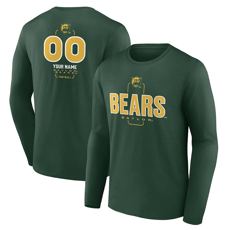 Men's Green Baylor Bears Personalized Name & Number Midfielder Long Sleeve T-Shirt