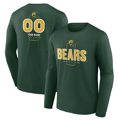 Men's  Green Baylor Bears Personalized Name & Number Midfielder Long Sleeve T-Shirt