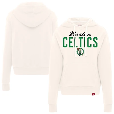 Women's Sportiqe  Cream Boston Celtics  Ava Boxy Tri-Blend Pullover Hoodie