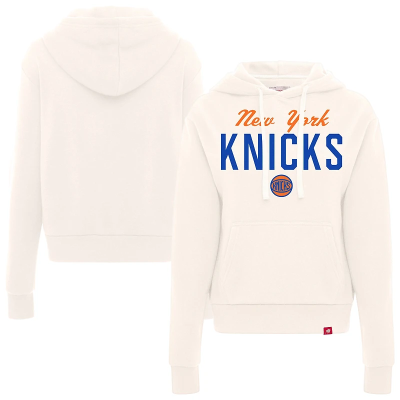 Women's Sportiqe Cream New York Knicks Ava Boxy Tri-Blend Pullover Hoodie