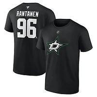 Men's Fanatics Mikko Rantanen Black Dallas Stars Authentic Stack Name & Number T-Shirt
