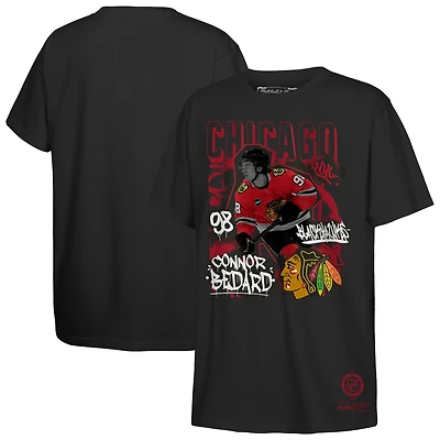 Youth Mitchell & Ness Connor Bedard Black Chicago Blackhawks Photo Reel Graphic T-Shirt