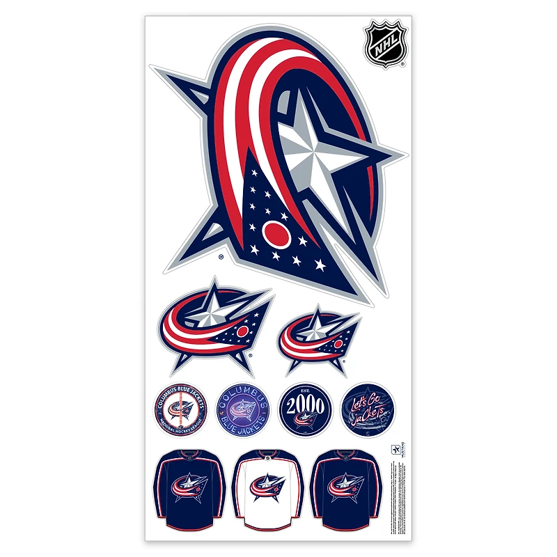 Columbus Blue Jackets Repositionable Team Logo Wall Decal Set
