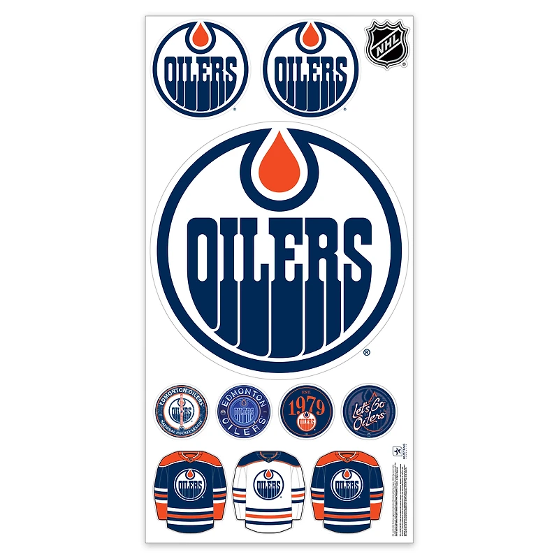 Edmonton Oilers Repositionable Team Logo Wall Decal Set