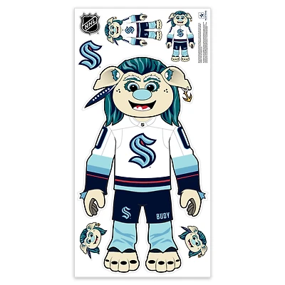 Seattle Kraken Mascot Repositionable Wall Decal Set