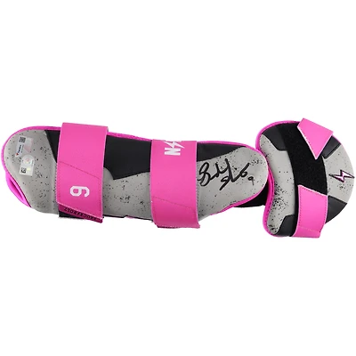 Brandon Nimmo New York Mets Autographed Game-Used Gray/Pink Bruce Bolt Leg Guard from the 2024 MLB Season