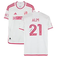 Rasmus Alm St. Louis City SC Autographed Match-Used #21 White adidas Jersey from the 2024 MLS Season - Size M
