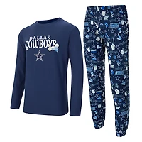 Men's Concepts Sport  Navy Dallas Cowboys Chestnut Long Sleeve Top & Pants Set