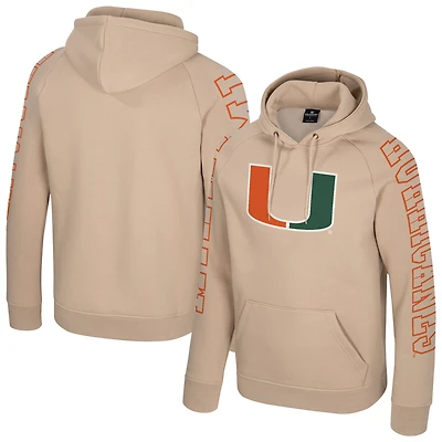 Men's Colosseum Tan Miami Hurricanes Big Break Raglan Hoodie