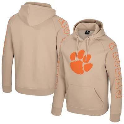 Men's Colosseum Tan Clemson Tigers Big Break Raglan Hoodie