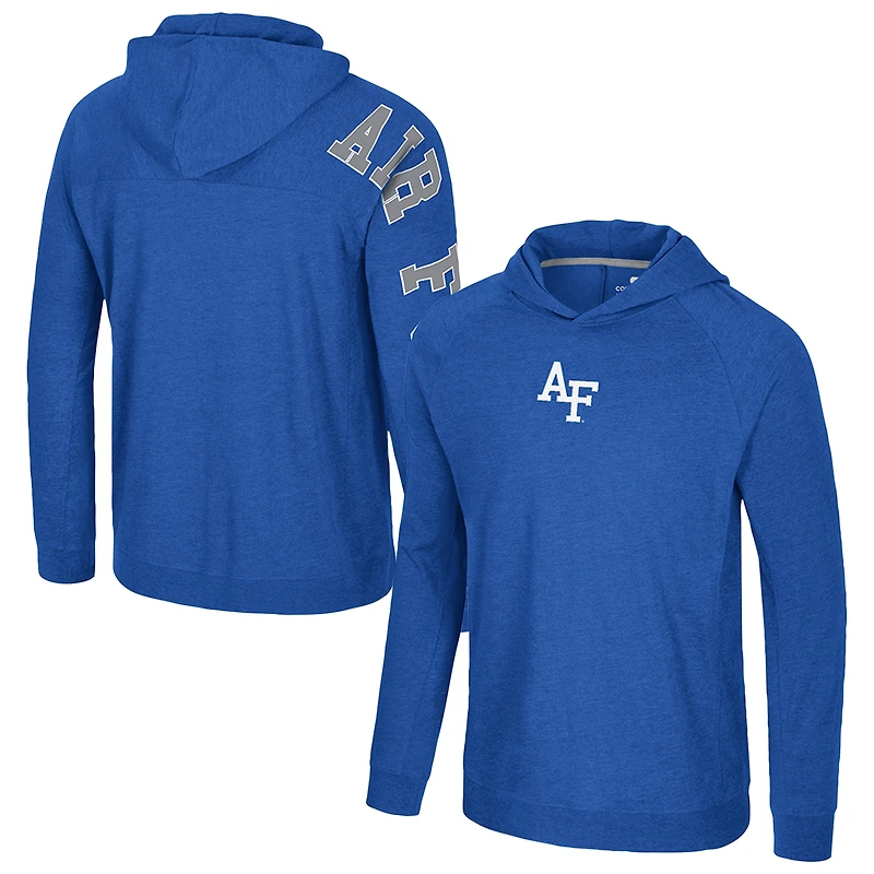 Men's Colosseum Royal Air Force Falcons Back in Business Long Sleeve Raglan Hooded T-Shirt