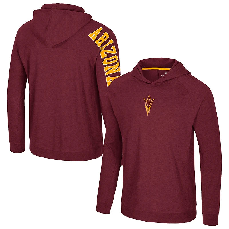Men's Colosseum Maroon Arizona State Sun Devils Back in Business Long Sleeve Raglan Hooded T-Shirt
