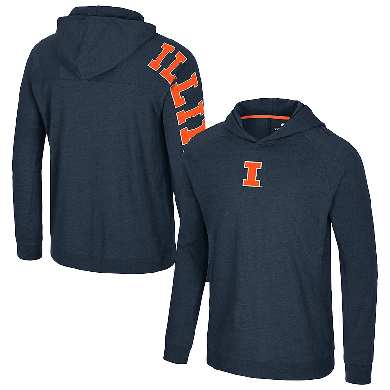 Men's Colosseum Navy Illinois Fighting Illini Back in Business Long Sleeve Raglan Hooded T-Shirt