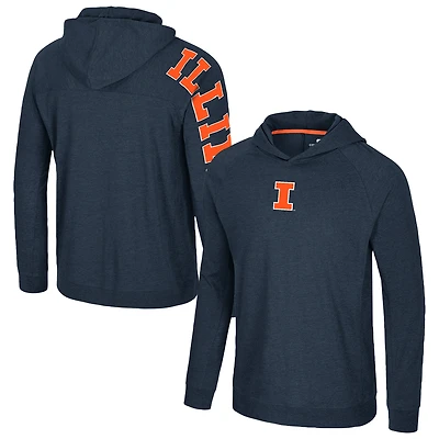 Men's Colosseum Navy Illinois Fighting Illini Back in Business Long Sleeve Raglan Hooded T-Shirt