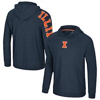 Men's Colosseum Navy Illinois Fighting Illini Back in Business Long Sleeve Raglan Hooded T-Shirt