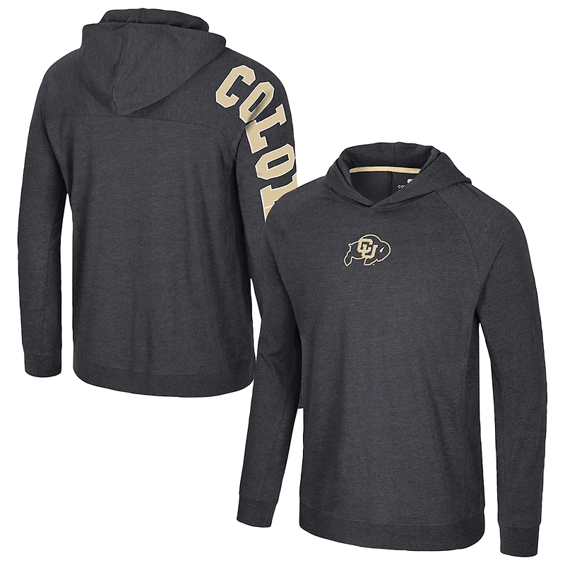 Men's Colosseum Black Colorado Buffaloes Back in Business Long Sleeve Raglan Hooded T-Shirt