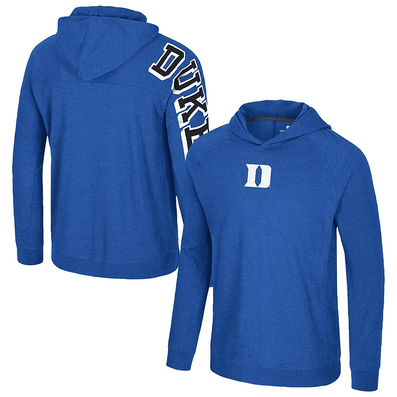 Men's Colosseum Royal Duke Blue Devils Back in Business Long Sleeve Raglan Hooded T-Shirt