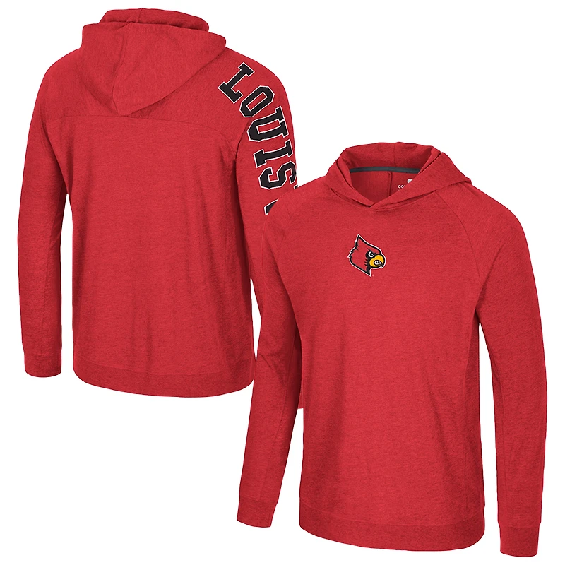 Men's Colosseum Red Louisville Cardinals Back in Business Long Sleeve Raglan Hooded T-Shirt