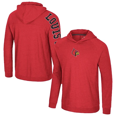 Men's Colosseum Red Louisville Cardinals Back in Business Long Sleeve Raglan Hooded T-Shirt