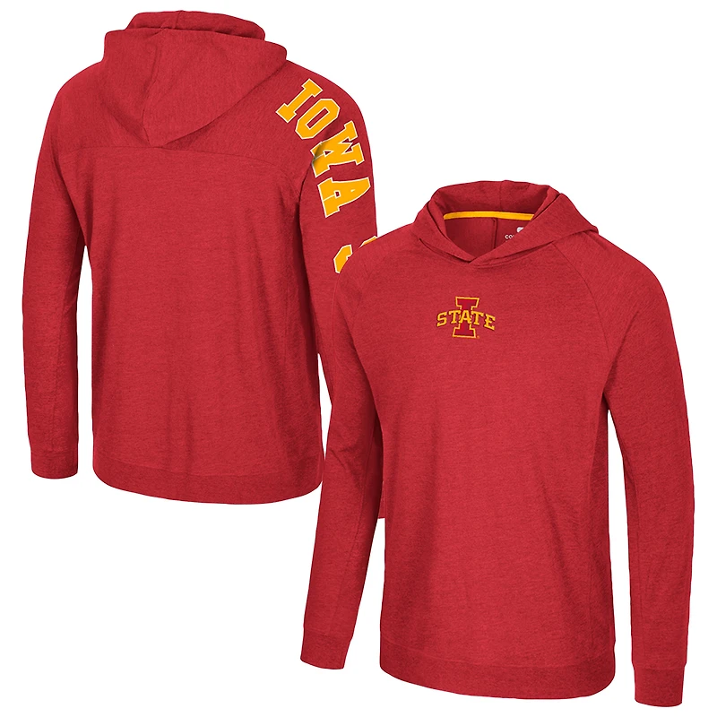 Men's Colosseum Cardinal Iowa State Cyclones Back in Business Long Sleeve Raglan Hooded T-Shirt