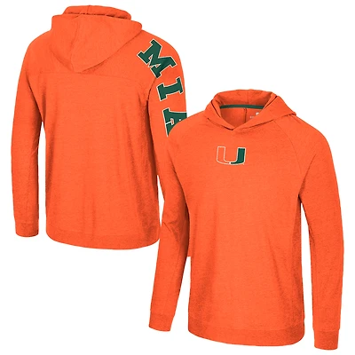 Men's Colosseum Orange Miami Hurricanes Back in Business Long Sleeve Raglan Hooded T-Shirt