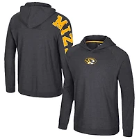 Men's Colosseum Black Missouri Tigers Back in Business Long Sleeve Raglan Hooded T-Shirt