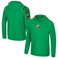 Men's Colosseum Green Oregon Ducks Back in Business Long Sleeve Raglan Hooded T-Shirt
