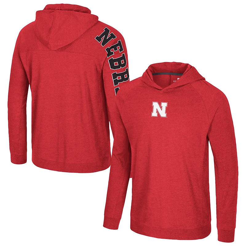Men's Colosseum Scarlet Nebraska Huskers Back in Business Long Sleeve Raglan Hooded T-Shirt