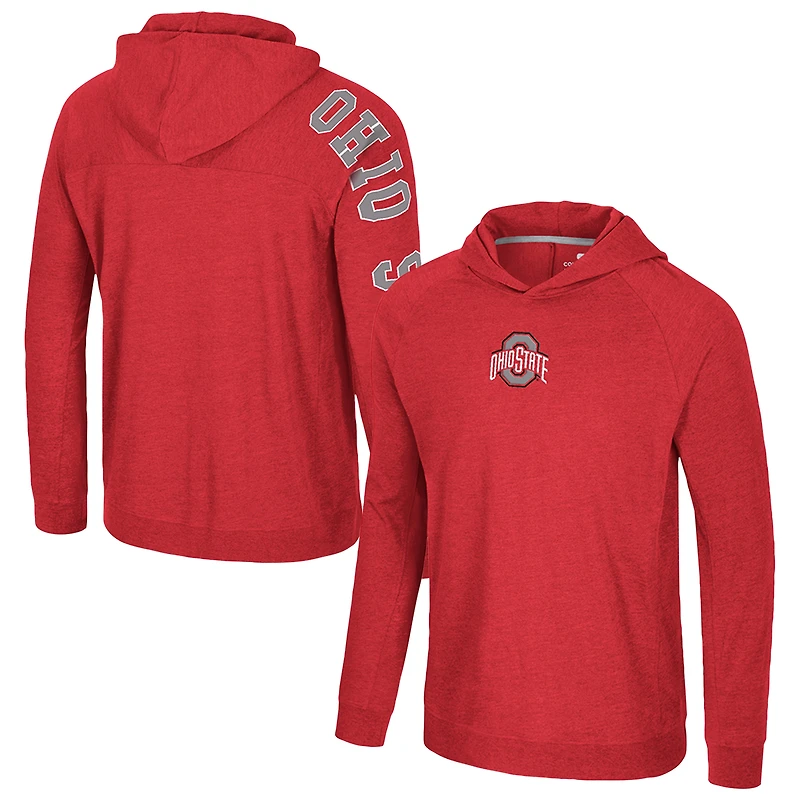 Men's Colosseum Scarlet Ohio State Buckeyes Back in Business Long Sleeve Raglan Hooded T-Shirt