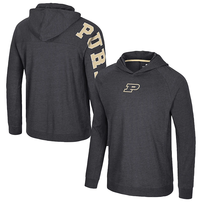 Men's Colosseum Black Purdue Boilermakers Back in Business Long Sleeve Raglan Hooded T-Shirt