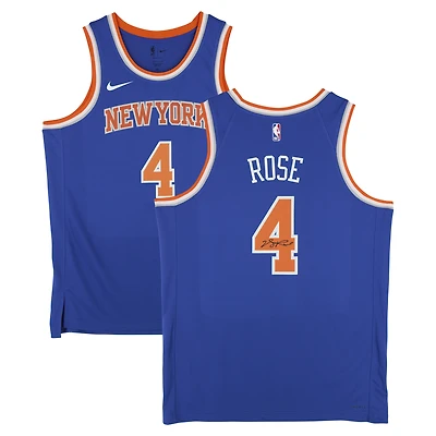 Derrick Rose New York Knicks Autographed Blue Nike Icon Edition Swingman Jersey