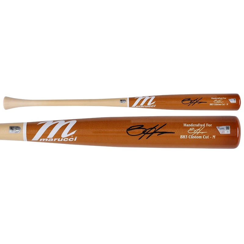 Bryce Harper Philadelphia Phillies Autographed Player-Issued Brown/Tan Marucci Bat from the 2024 MLB Season