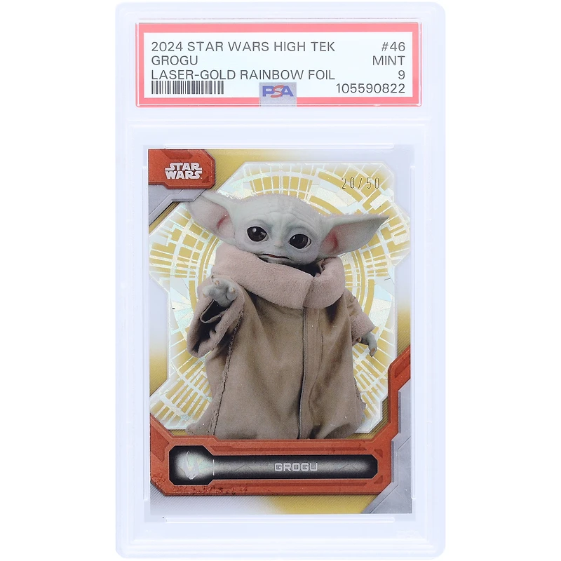 Grogu 2024 Topps Star Wars High Tek Gold Rainbow Foil #46 #20/50 PSA Authenticated 9 Card