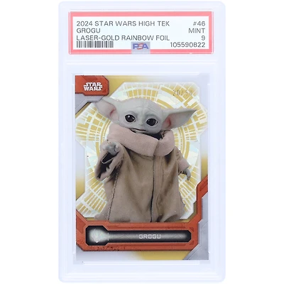 Grogu 2024 Topps Star Wars High Tek Gold Rainbow Foil #46 #20/50 PSA Authenticated 9 Card