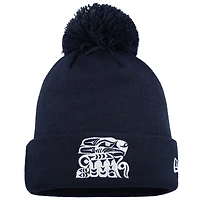 Men's New Era  College Navy Seattle Seahawks Muckleshoot Cuffed Knit Hat with Pom