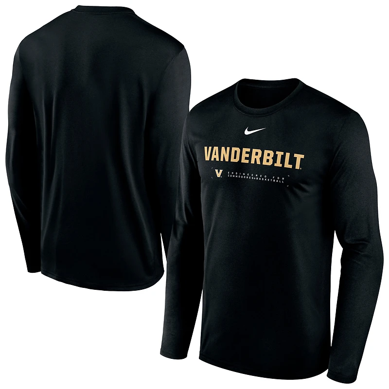 Men's Nike Black Vanderbilt Commodores 2025 Courtside Basketball Shootaround Dri-FIT Long Sleeve T-Shirt