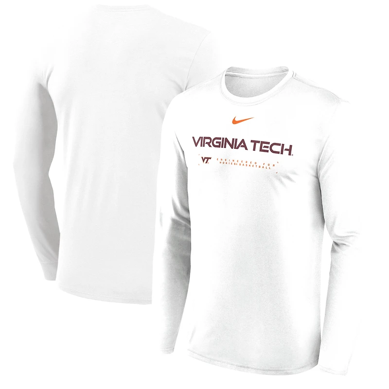 Men's Nike White Virginia Tech Hokies 2025 Courtside Basketball Shootaround Dri-FIT Long Sleeve T-Shirt