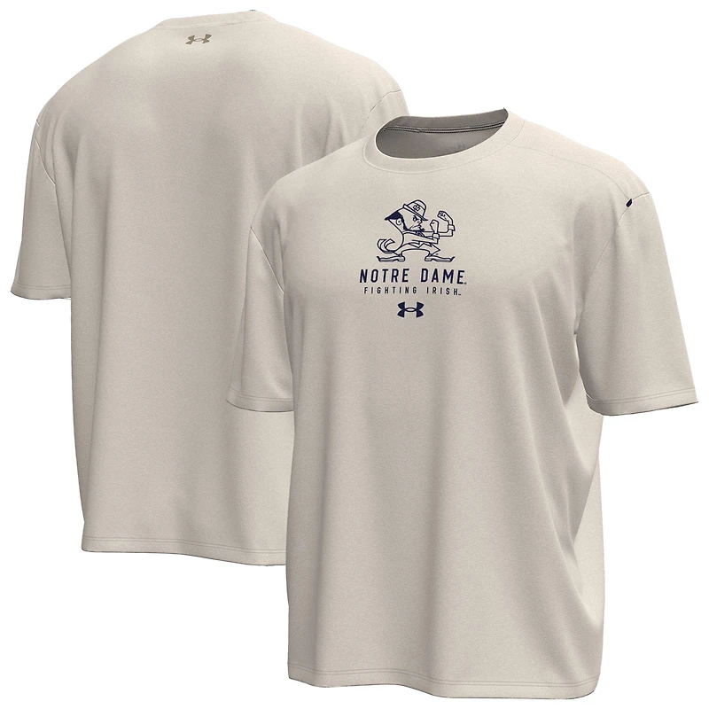 Men's Under Armour  Stone Notre Dame Fighting Irish Gameday Motion Heavyweight T-Shirt