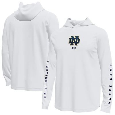 Men's Under Armour  White Notre Dame Fighting Irish Tech Stretch Long-Sleeve Hooded T-Shirt