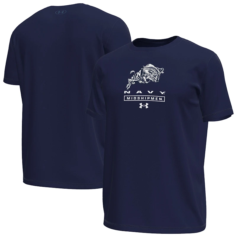 Men's Under Armour Navy Midshipmen Stack Stretch Performance T-Shirt
