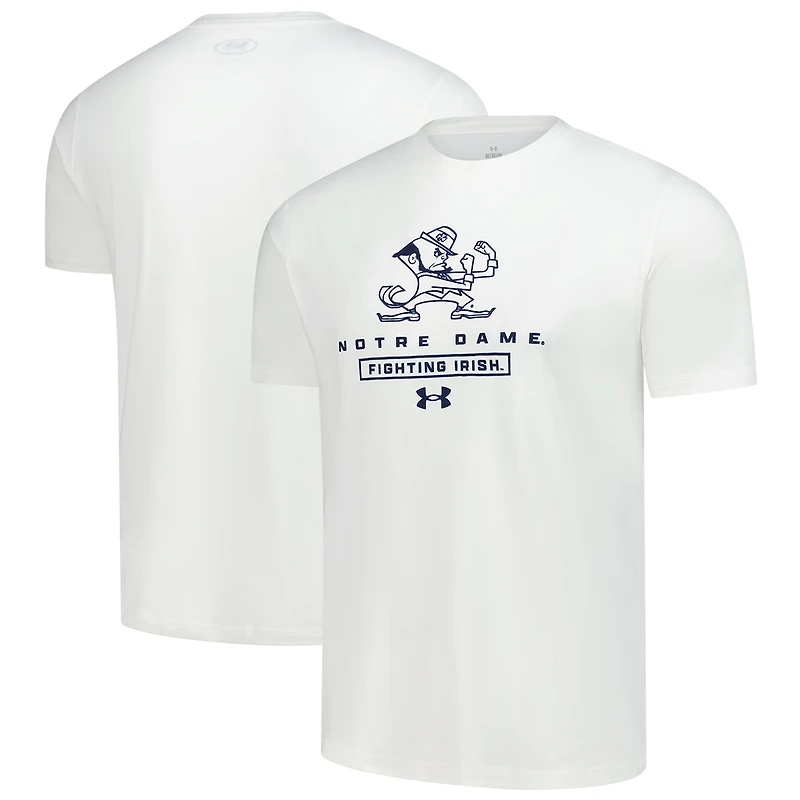 Men's Under Armour White Notre Dame Fighting Irish Stack Stretch Performance T-Shirt