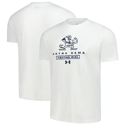Men's Under Armour White Notre Dame Fighting Irish Stack Stretch Performance T-Shirt