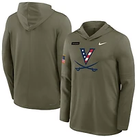 Men's Nike Olive Virginia Cavaliers 2025 Military Appreciation Dri-FIT Long Sleeve Hooded T-Shirt