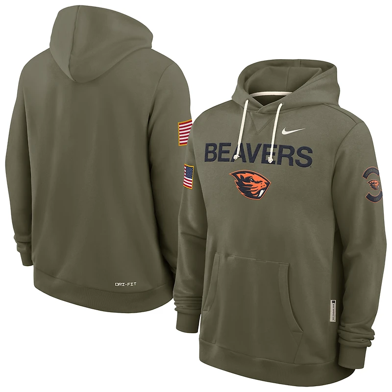 Men's Nike Olive Oregon State Beavers 2025 Military Appreciation Dri-FIT Hoodie