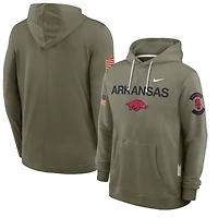 Men's Nike Olive Arkansas Razorbacks 2025 Military Appreciation Dri-FIT Hoodie