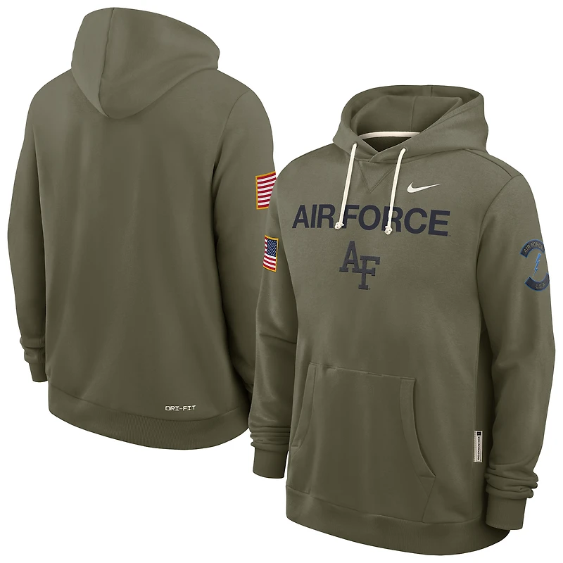 Men's Nike Olive Air Force Falcons 2025 Military Appreciation Dri-FIT Hoodie