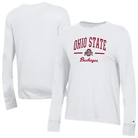 Women's Champion White Ohio State Buckeyes Core Long Sleeve T-Shirt