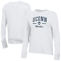 Women's Champion White UConn Huskies Core Long Sleeve T-Shirt